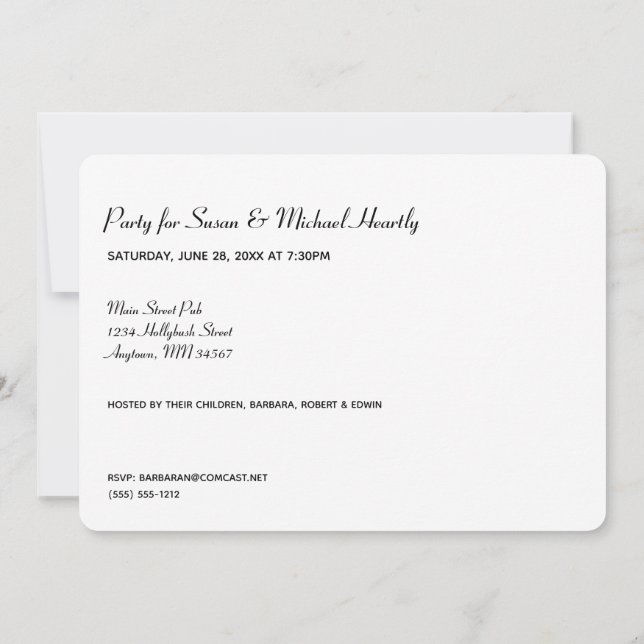 Twenty Five with Information on Rear Invitation (Back)