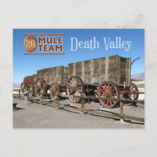 Twenty_mule team wagons Death Valley California Postcard