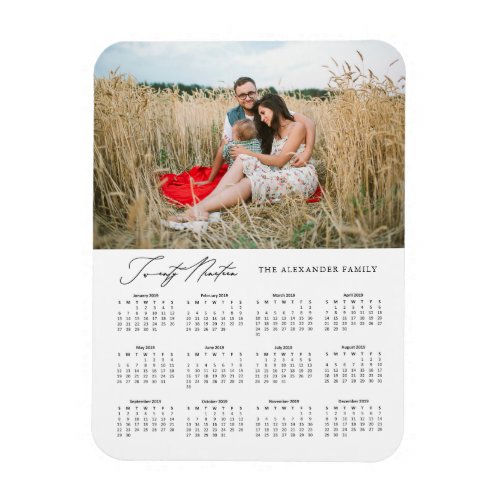 Twenty Nineteen Script Photo Calendar Magnet