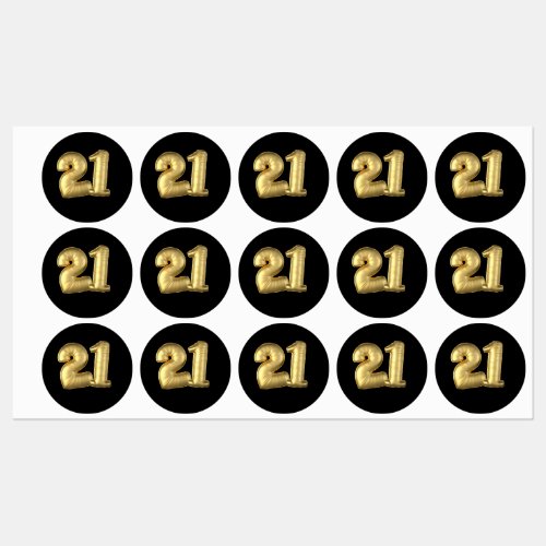 Twenty One 21 Gold Balloons Labels