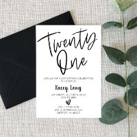 Twenty One 21st Birthday Invitation