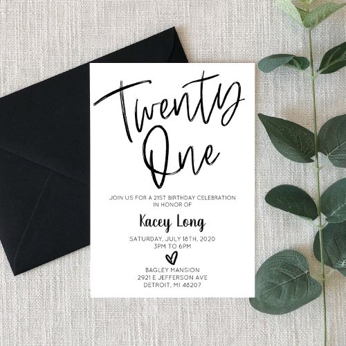 Twenty One 21st Birthday Invitation