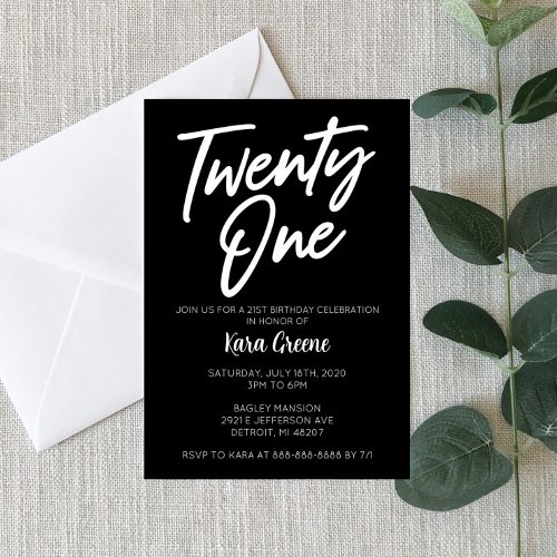 Twenty One 21st Birthday Invitation