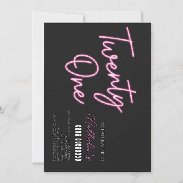 Twenty One 21st Birthday Party Invitation (Front)