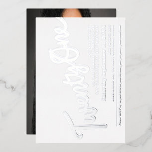 Twenty One 21st Birthday party silver on white Foil Invitation