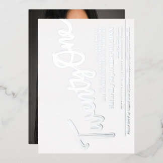 Twenty One 21st Birthday party silver on white Foil Invitation