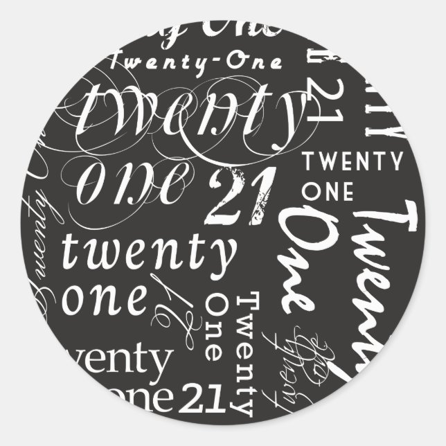 Twenty One Birthday Classic Round Sticker (Front)