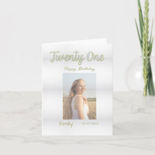 twenty one birthday green photo ombre girl gray tr note card