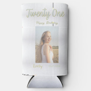 twenty one birthday green photo ombre girl gray tr seltzer can cooler