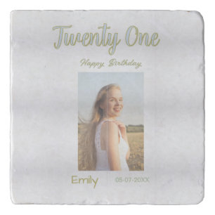 twenty one birthday green photo ombre girl gray tr trivet