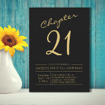 Twenty One Black Gold 21st Birthday Party Invitation<br><div class="desc">Mark your 21st birthday with a stylish and sophisticated celebration with these black and gold twenty one party invites. Perfectly stylish and chic, these invitations feature gold script on a black background and is sure to set the tone for an unforgettable birthday bash. From the carefully crafted fonts to the...</div>