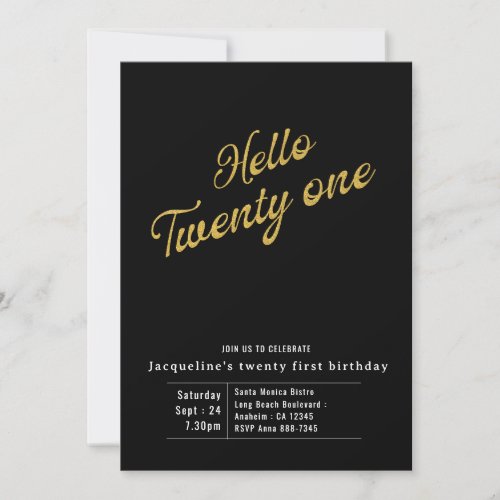 Twenty One Black Gold Modern 21st Birthday