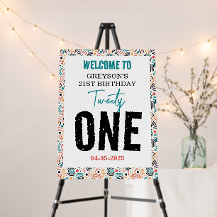 Twenty one Colorful Geometric 21st Birthday Foam Board