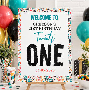 Twenty one Colorful Geometric 21st Birthday Foam Board