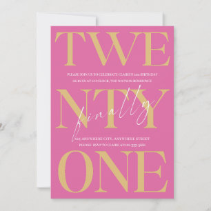 Twenty One Finally Birthday Party Invitation