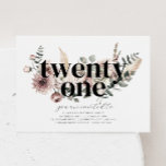 Twenty one Florals - 21st Birthday Invitation<br><div class="desc">Modern watercolour florals and boho leaves with the word 'twenty one' in black. Perfect for your Birthday party!</div>