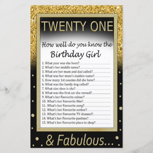 Twenty One How well do you know the birthday girl
