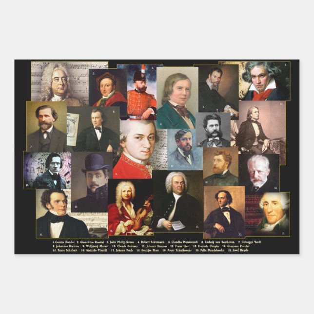 Twenty-One Masters Wrapping Paper Sheets (Front)