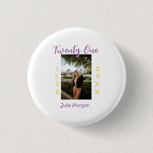 twenty one photo birthday pink purple girl boy nam button