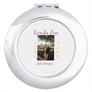 twenty one photo birthday pink purple girl boy nam compact mirror