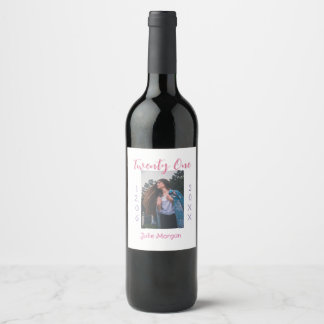 twenty one photo birthday pink purple girl boy nam wine label