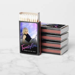 Twenty one photo black pink purple 21st Birthday  Matchboxes