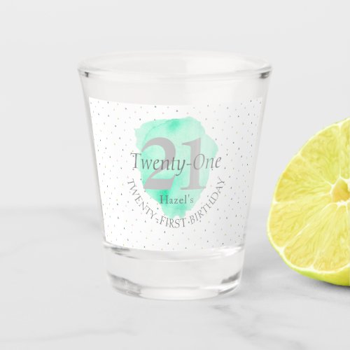 Twenty One Pretty Rose Teal Pretty Birthday Party Shot Glass