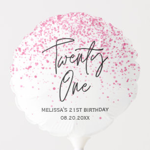 Twenty One Sparkling Hot Pink Glitter Birthday Balloon