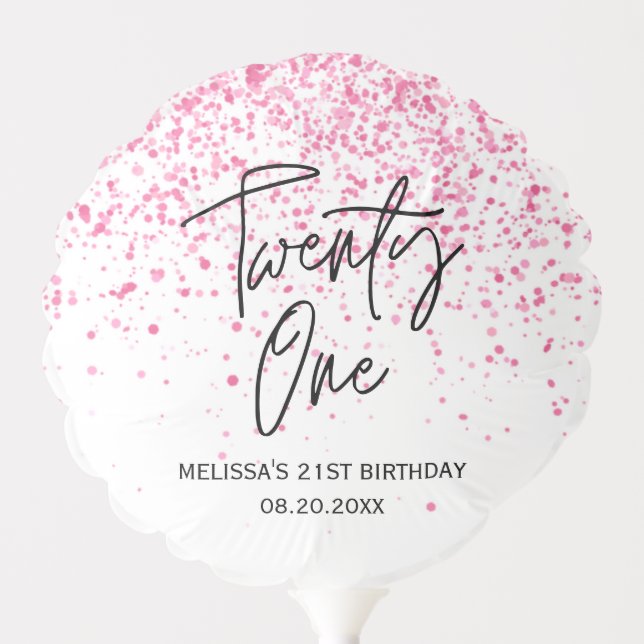Twenty One Sparkling Hot Pink Glitter Birthday Balloon (Front)