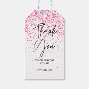 Twenty One Sparkling Hot Pink Glitter Thank You Gift Tags
