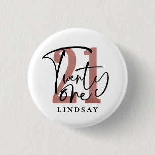Twenty One Typography Birthday Button