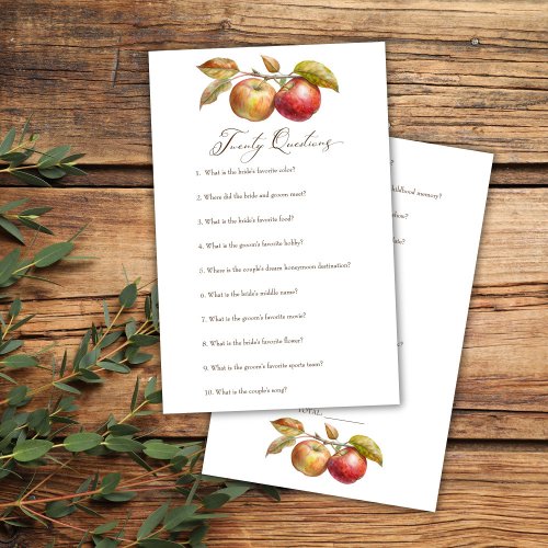 Twenty questions apple fall bridal shower game