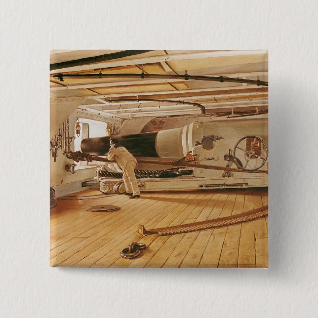 Twenty-Seven Pound Cannon on a Battleship Pinback Button (Front)
