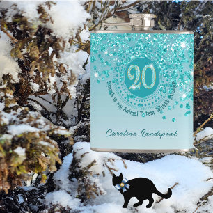 Twenty & Teal Blue Glitter & Drinking Quote Flask