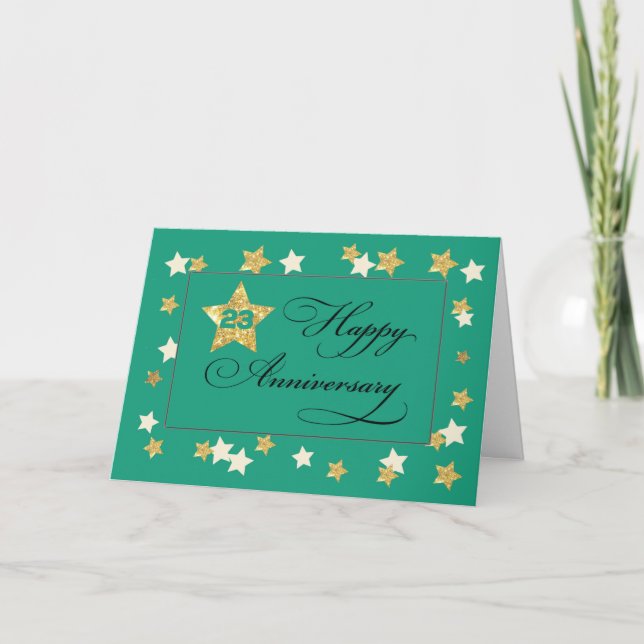 Twenty-Third Employee Anniversary Green Gold Effec Card (Front)