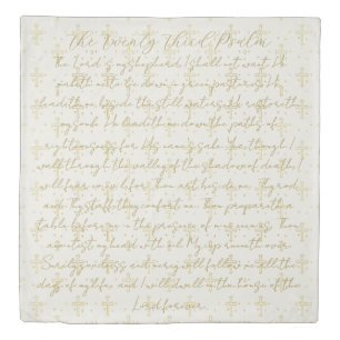 Twenty Third Psalm Calligraphy Duvet Cover Queen 