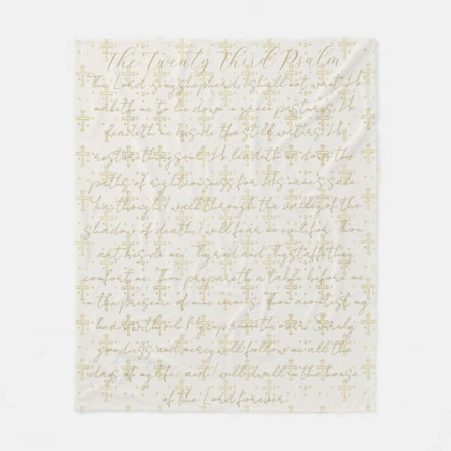 Twenty Third Psalm Calligraphy   Fleece Blanket (Front)
