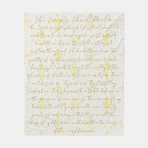 Twenty Third Psalm Calligraphy Fleece Blanket