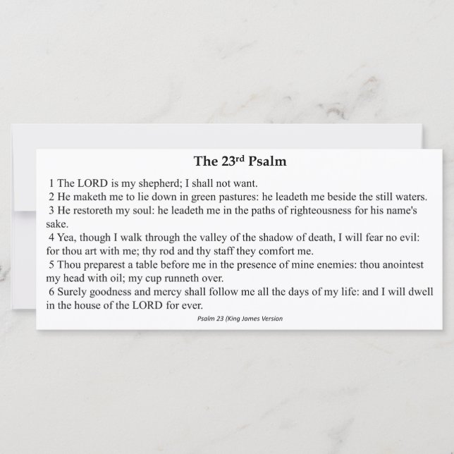 Twenty Third Psalm Prayer Card (Front)