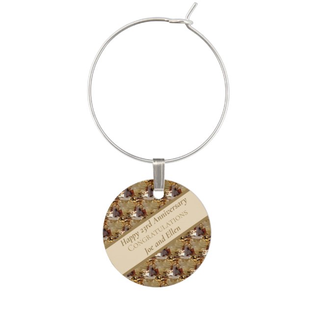 Twenty Third Wedding Anniversary, Topaz,   Wine Charm (Front)