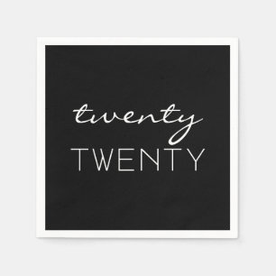 Twenty Twenty Elegant Typography Black and White Napkins