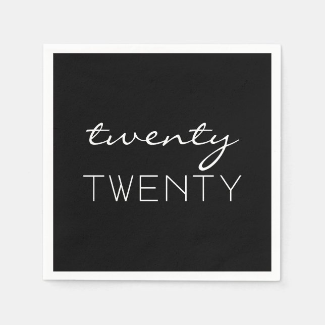 Twenty Twenty Elegant Typography Black and White Napkins (Front)