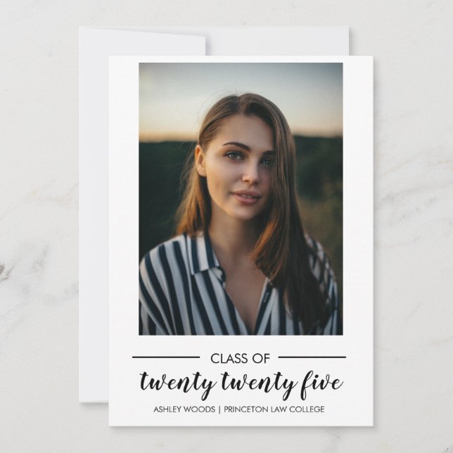Twenty Twenty Five Script Simple Photo Graduation  Announcement (Front)