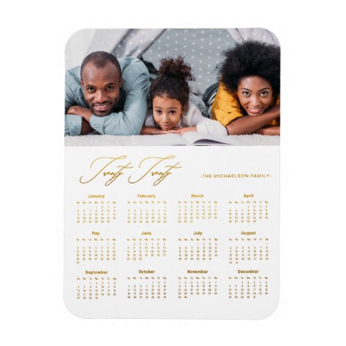 Twenty Twenty Photo and Name Faux Gold Calendar Magnet