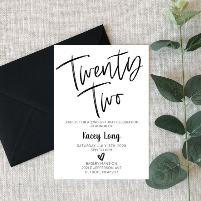 Twenty Two 22nd Birthday Invitation (Creator Uploaded)