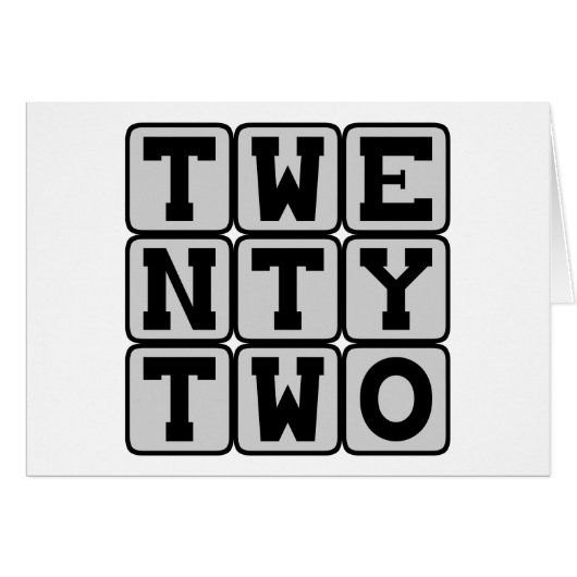 Twenty Two, Number 22 Cards (Front Horizontal)