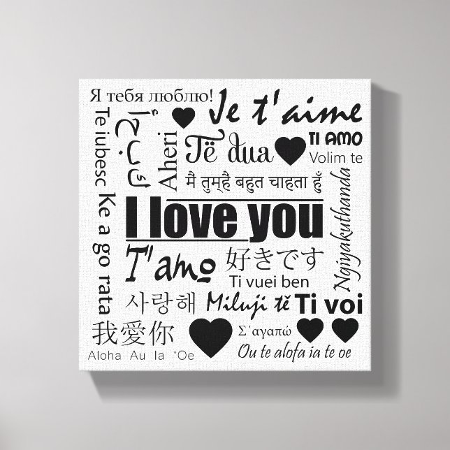 Twenty-two Ways to Say I Love You Canvas Wall Art (Front)