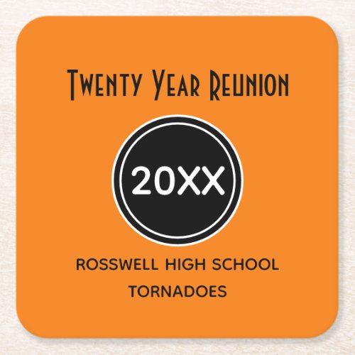 Twenty year Class Reunion  Square Paper Coaster