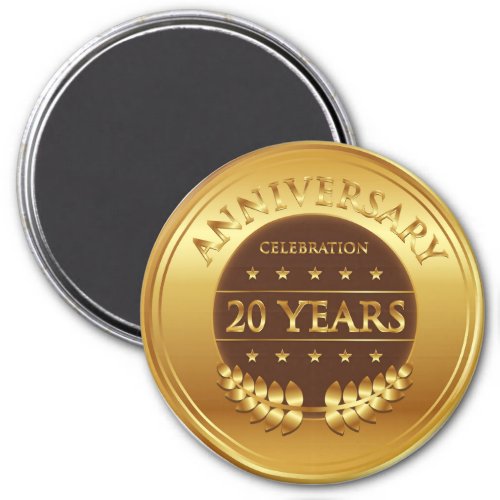 Twenty Years Anniversary Celebration Gold Medal Magnet