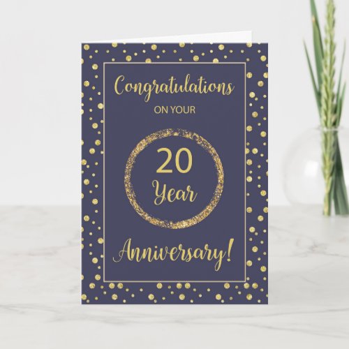 Twenty Years Business Anniversary Navy  Gold_Look Card